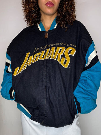 Bomber  brodé noir et bleu XL vintage