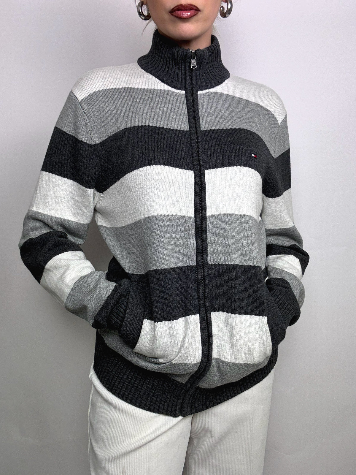 Vintage TOMMY HILFIGER knit zip cardigan