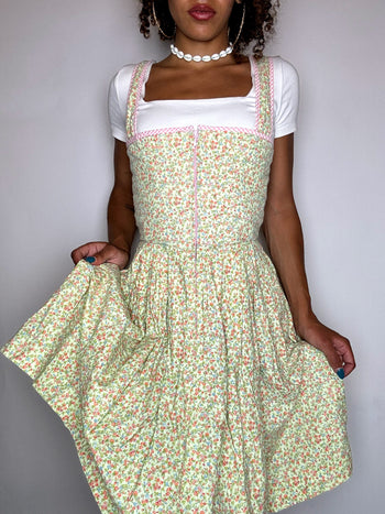 Robe champêtre à fleurs XS vintage