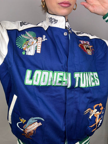 JH DESIGN x WARNERBROS LONEY TUNES L blue and white collection jacket