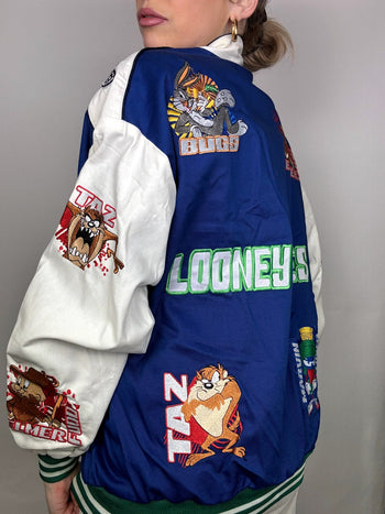 JH DESIGN x WARNERBROS LONEY TUNES L blue and white collection jacket