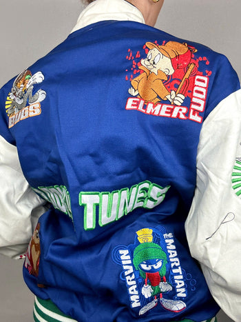 JH DESIGN x WARNERBROS LONEY TUNES L blue and white collection jacket