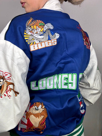 JH DESIGN x WARNERBROS LONEY TUNES L blue and white collection jacket