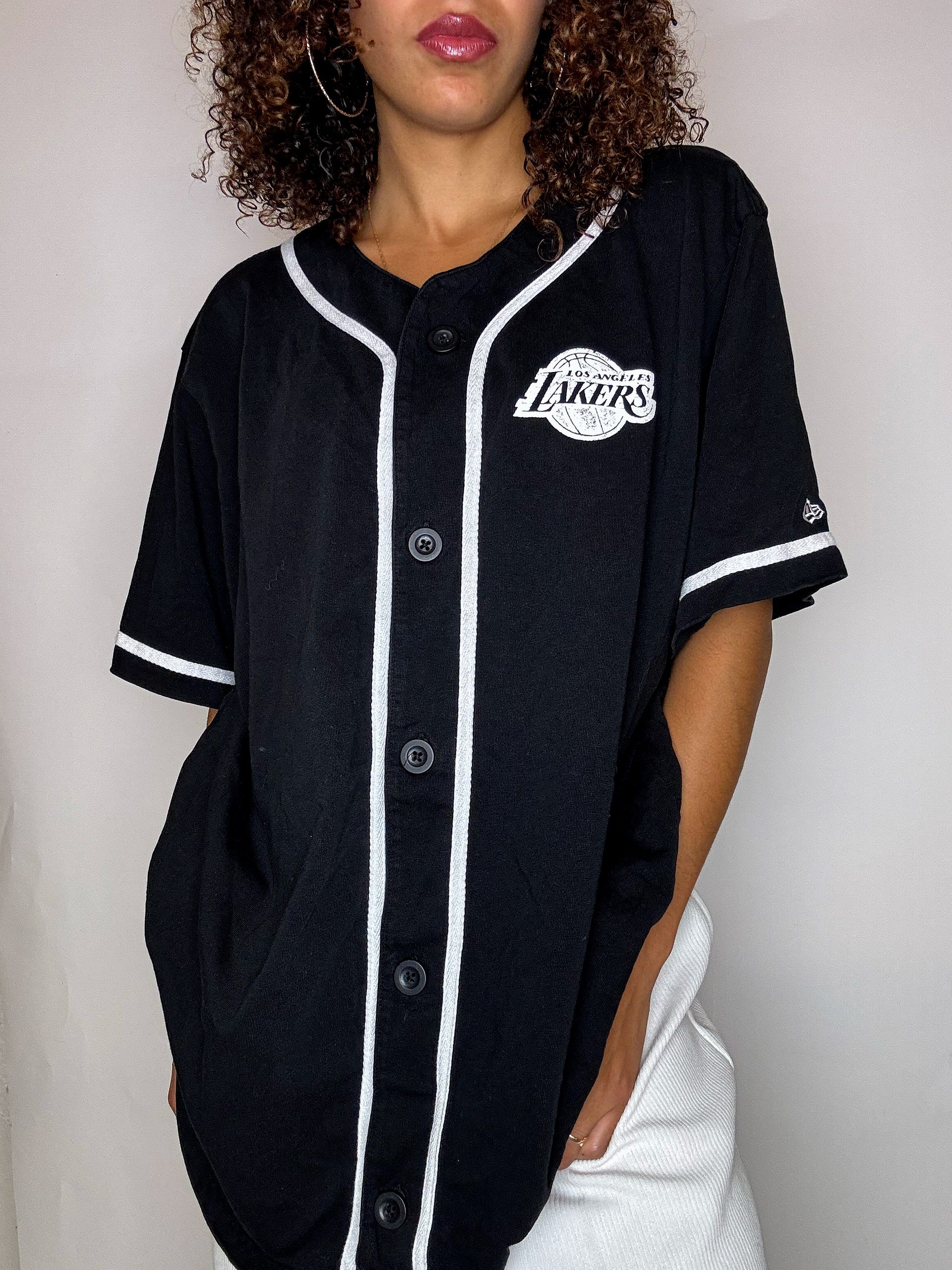 Vintage XL New Era Schwarzes Baseballtrikot