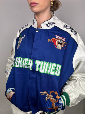 JH DESIGN x WARNERBROS LONEY TUNES L blue and white collection jacket