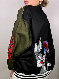JH DESIGN x WARNERBROS LONEY TUNES L black and khaki collection jacket