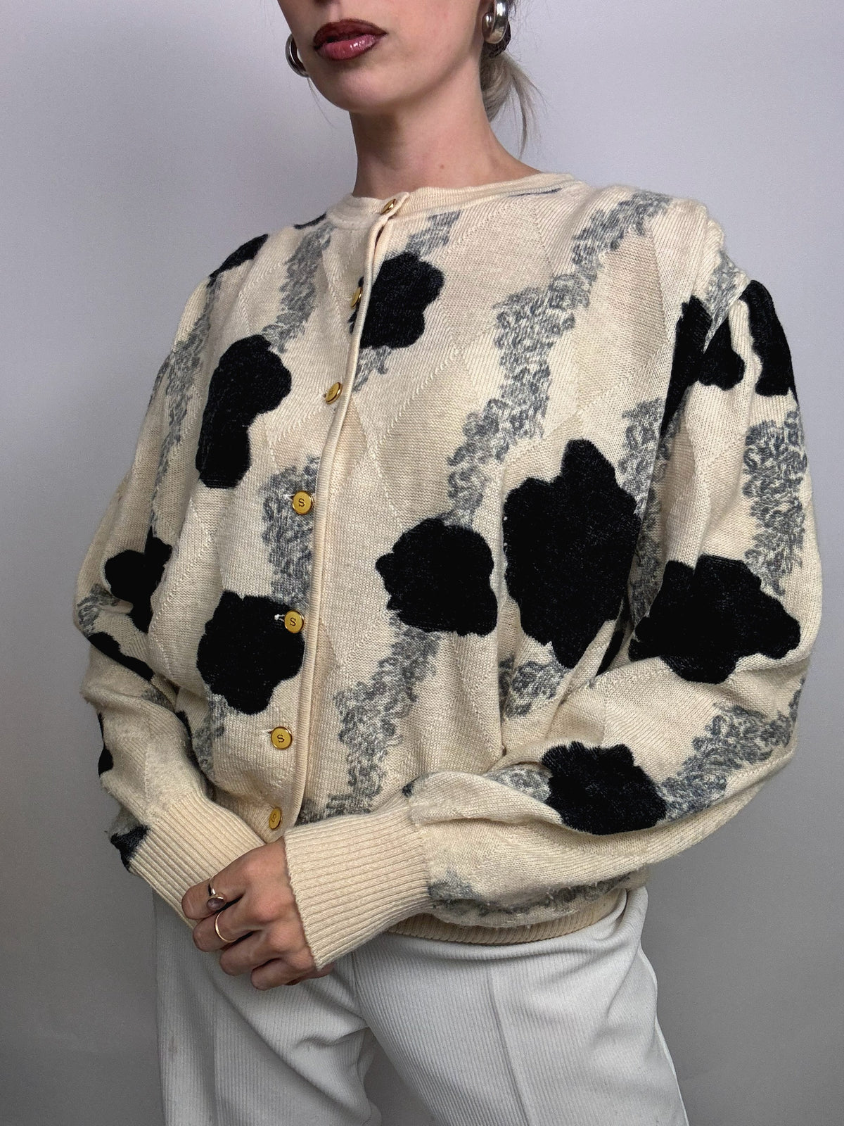 Vintage cream wool cardigan