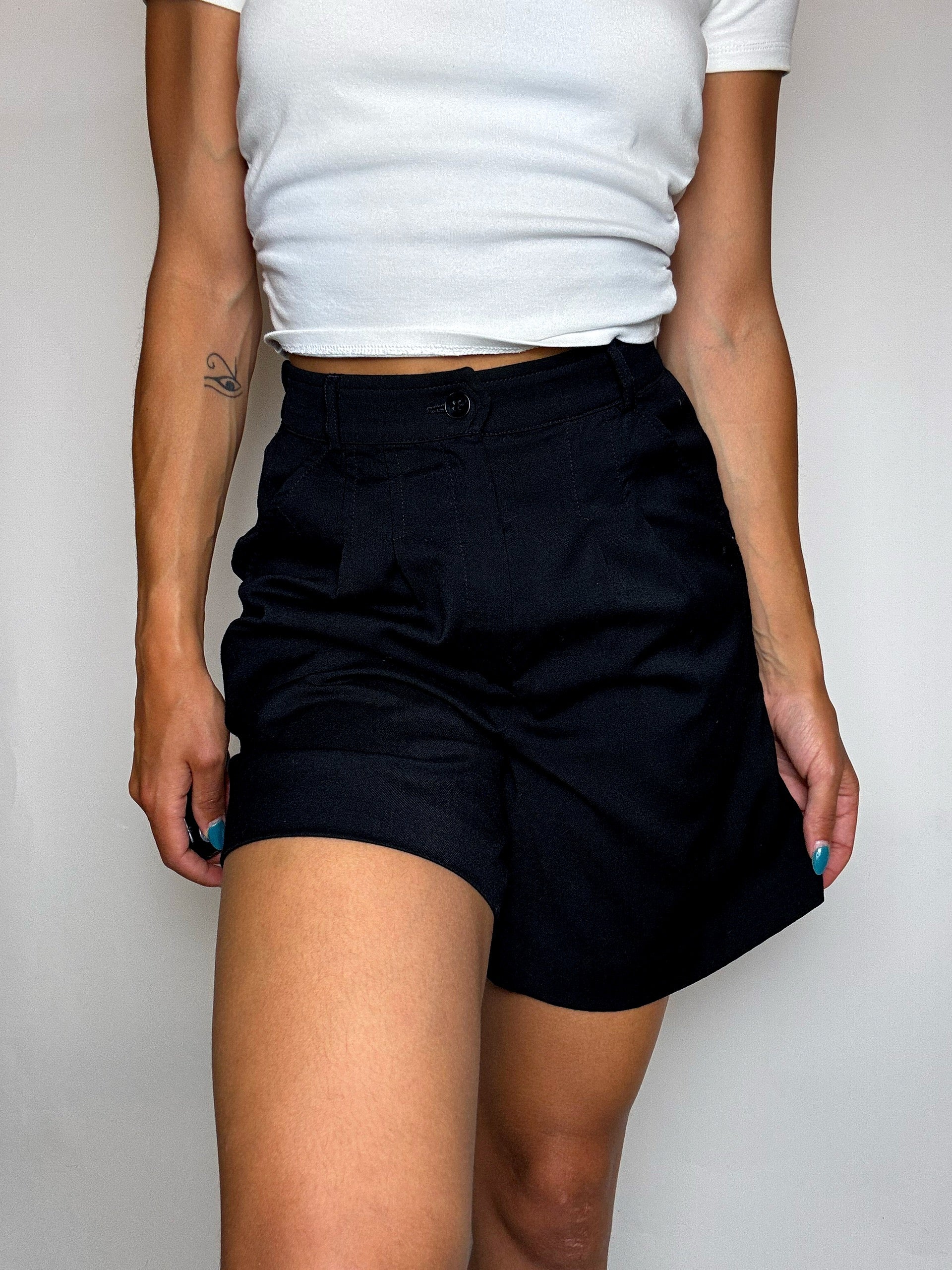 Vintage schwarze Wollshorts XS 