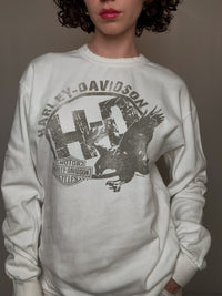 Sweat blanc Harley Davidson L vintage