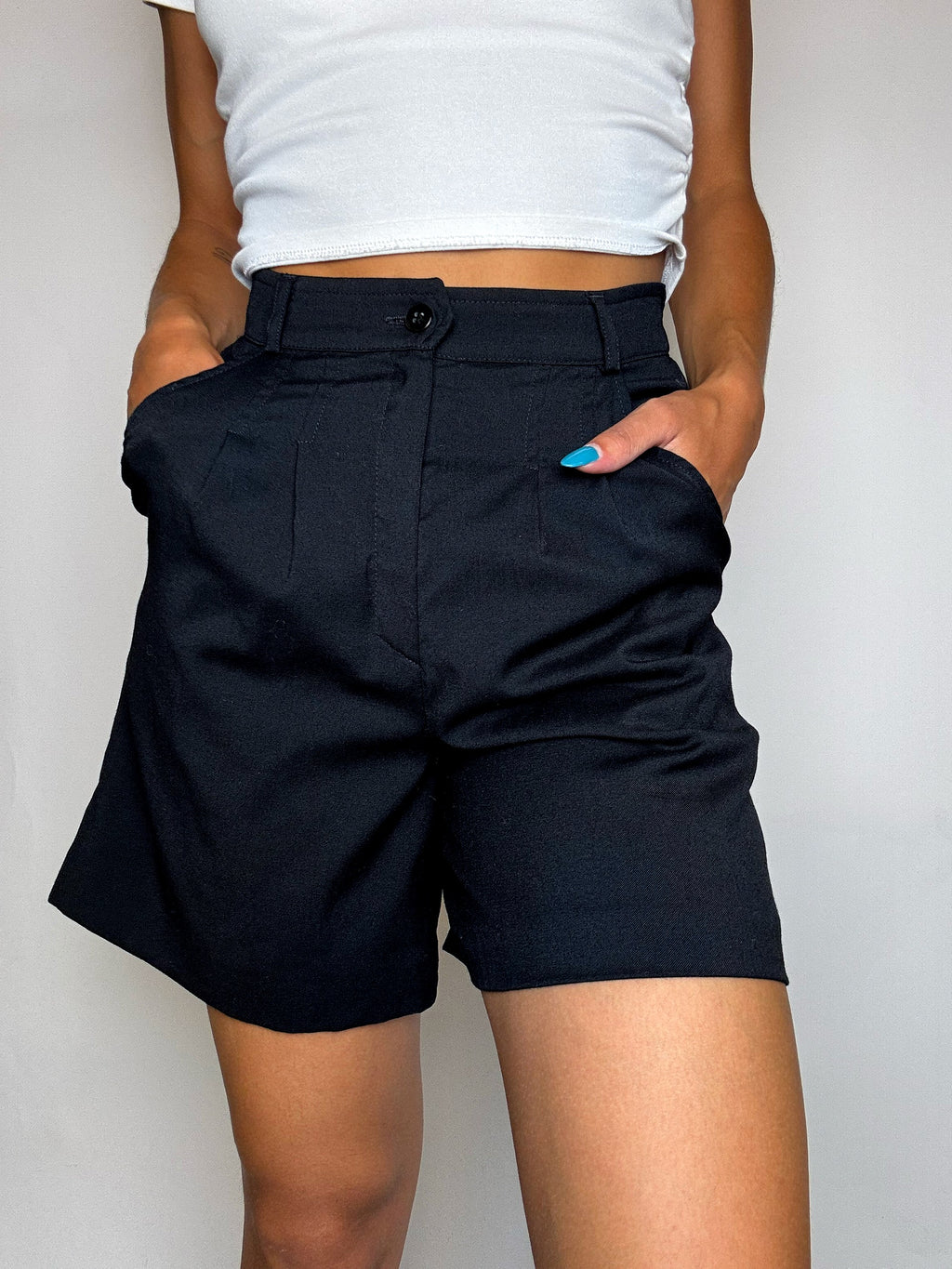 Vintage schwarze Wollshorts XS 