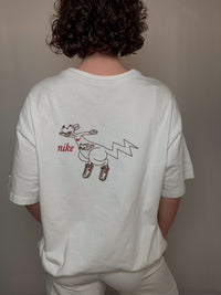 Vintage Nike besticktes weißes T-Shirt L