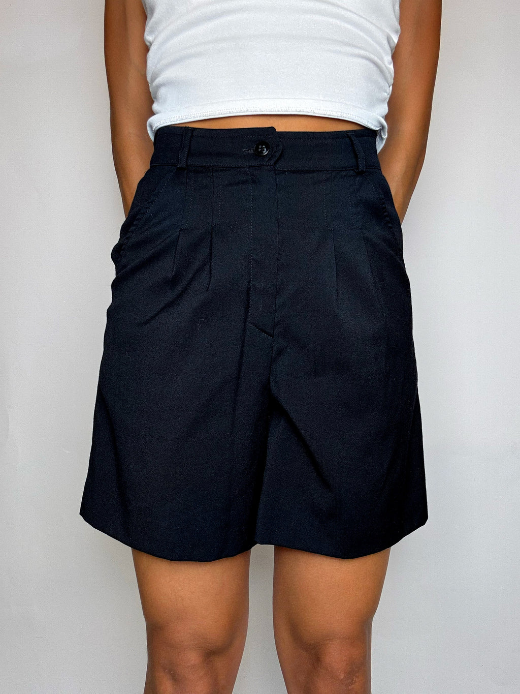 Vintage schwarze Wollshorts XS 