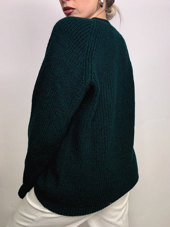 Cardigan vert en maille vintage