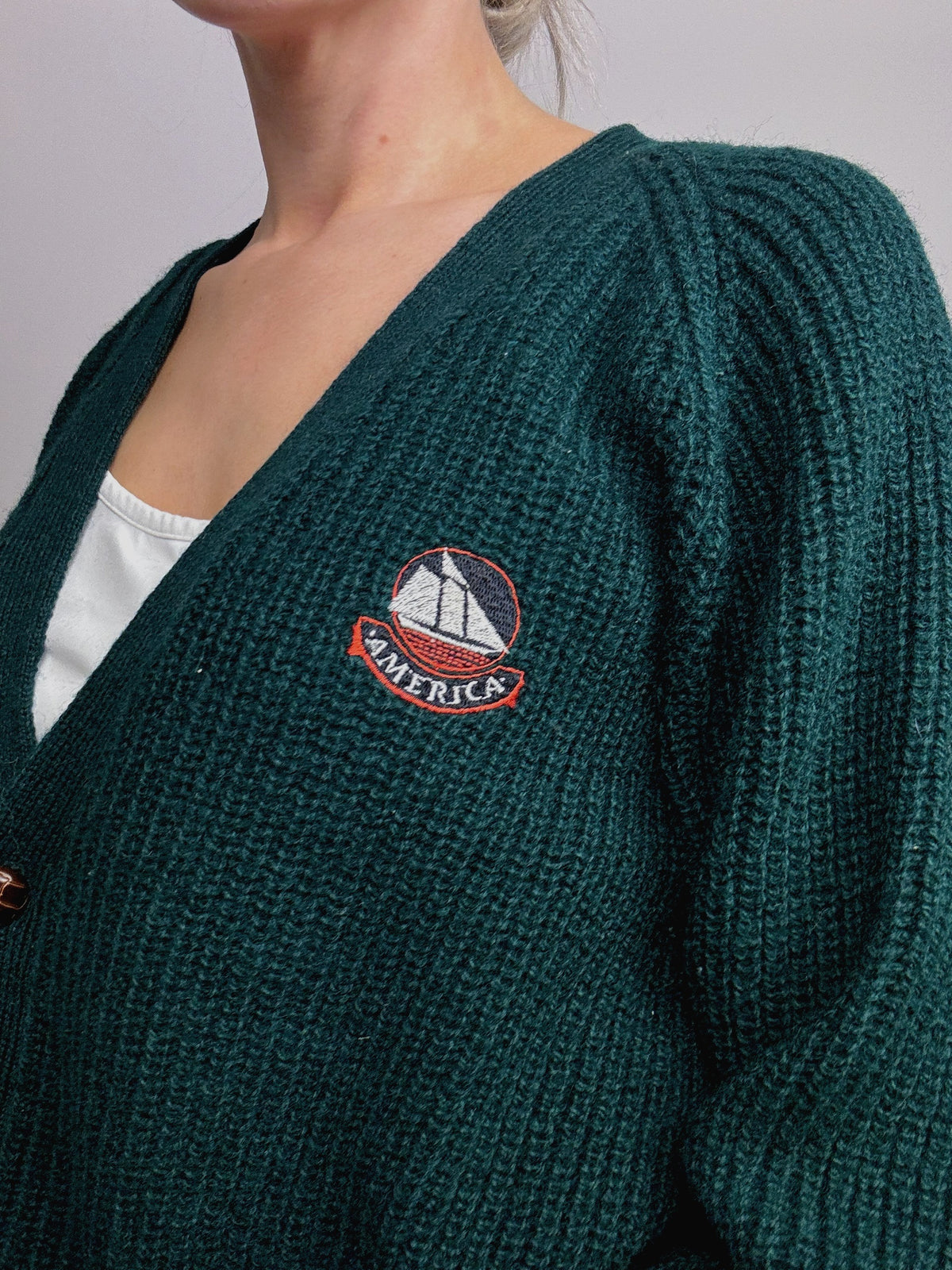 Green vintage knit cardigan