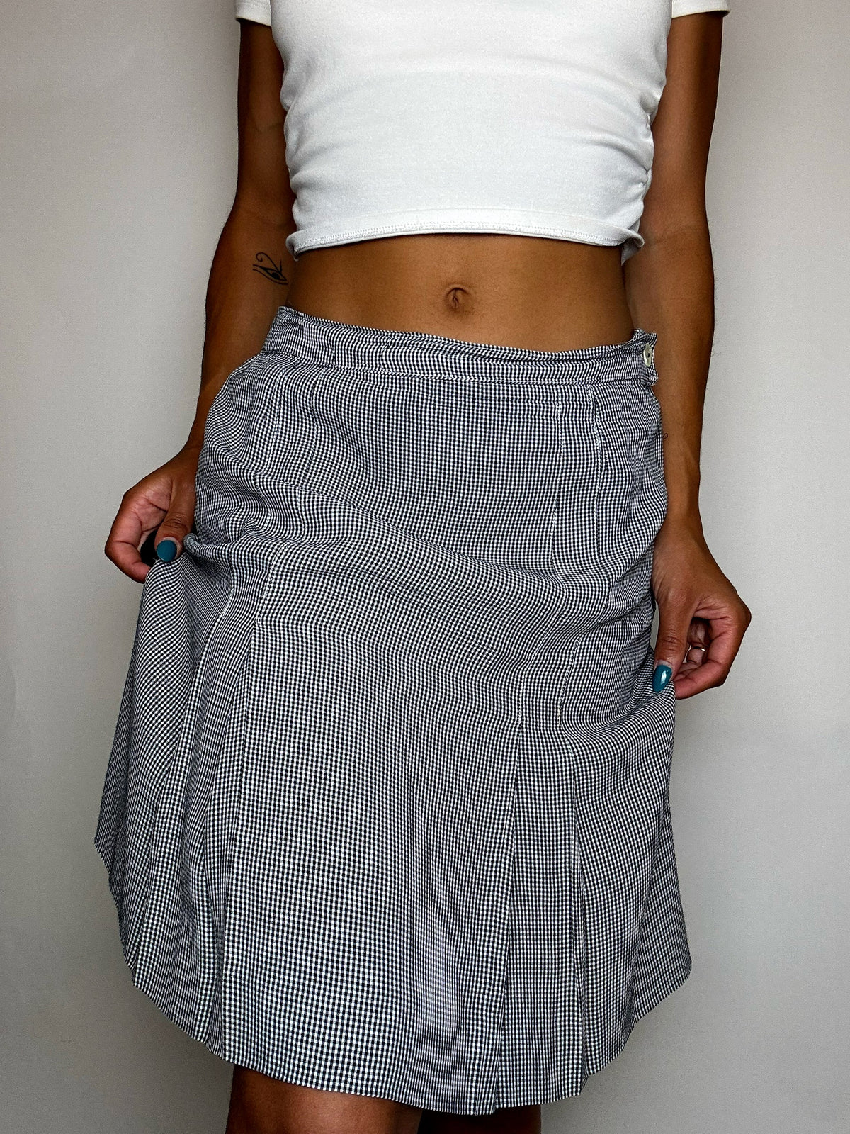 Jupe plissée à mini carreaux M vintage