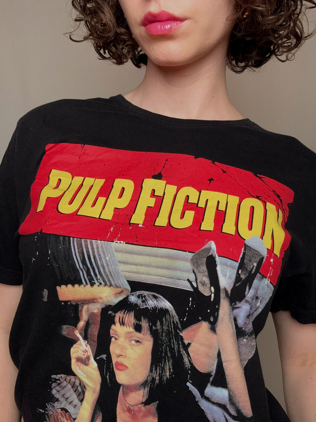 Schwarzes Pulp Fiction L Vintage T-Shirt
