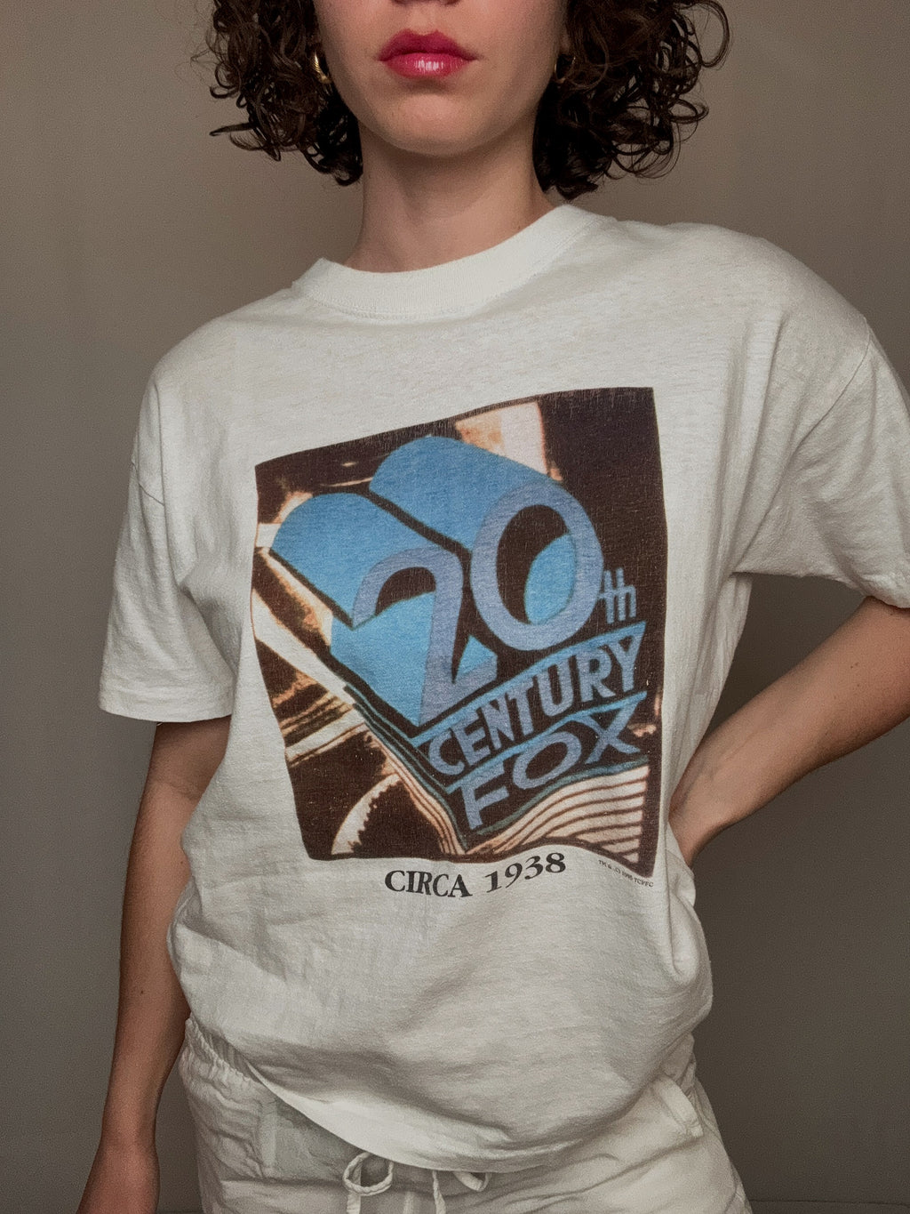 Vintage weißes T-Shirt Century Fox, Größe L