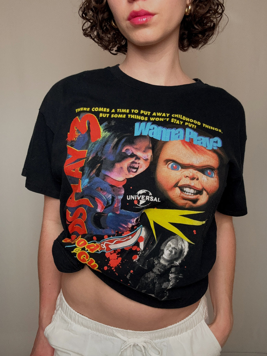 Schwarzes Chucky T-Shirt Größe L Vintage
