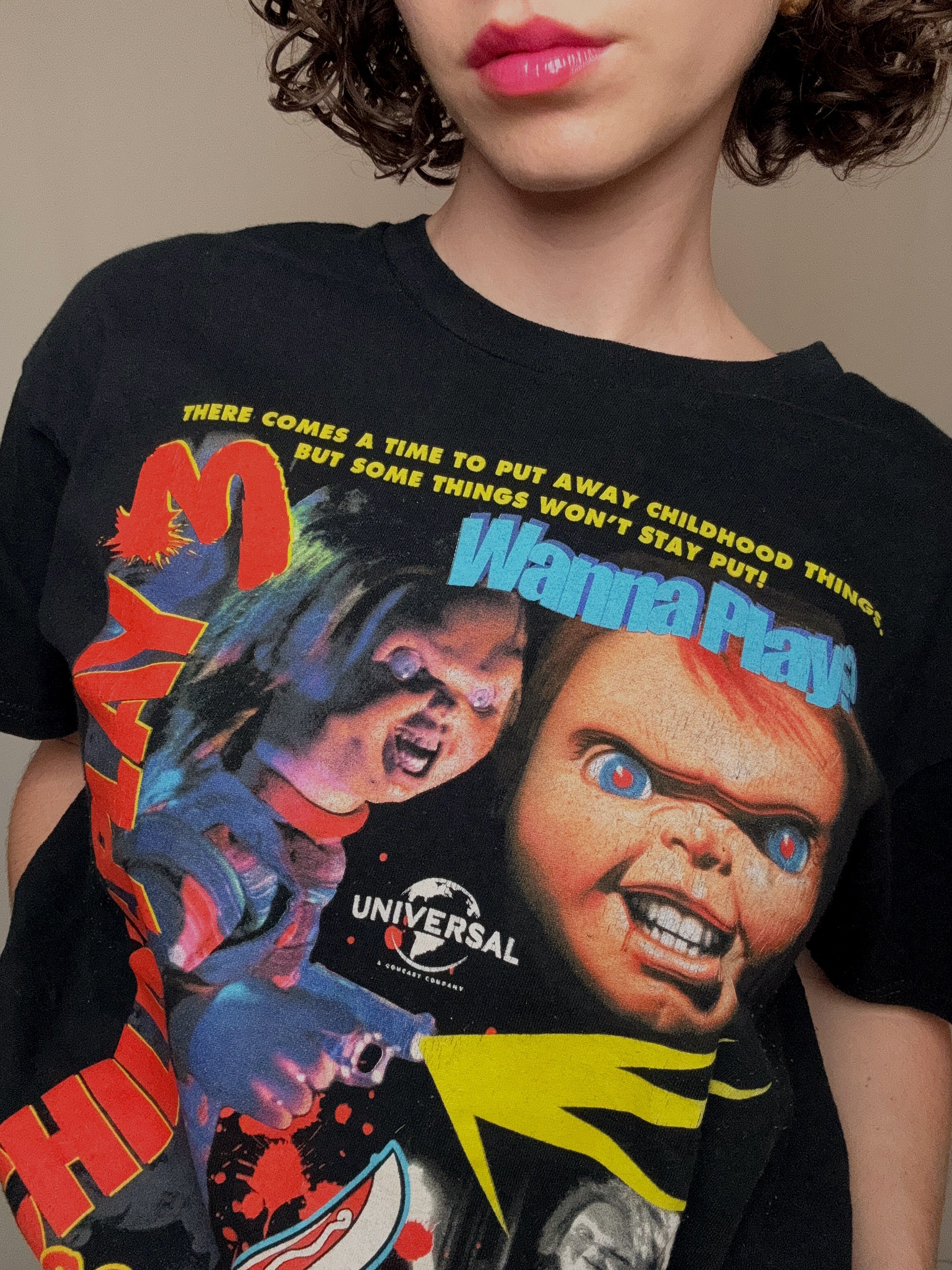 Schwarzes Chucky T-Shirt Größe L Vintage