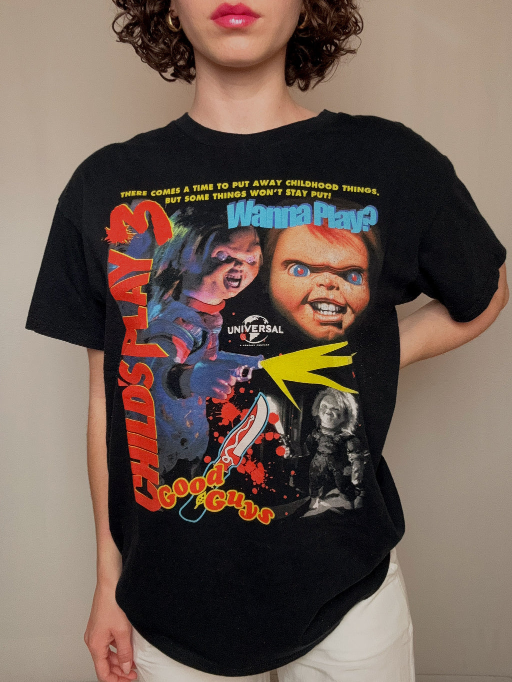 Schwarzes Chucky T-Shirt Größe L Vintage