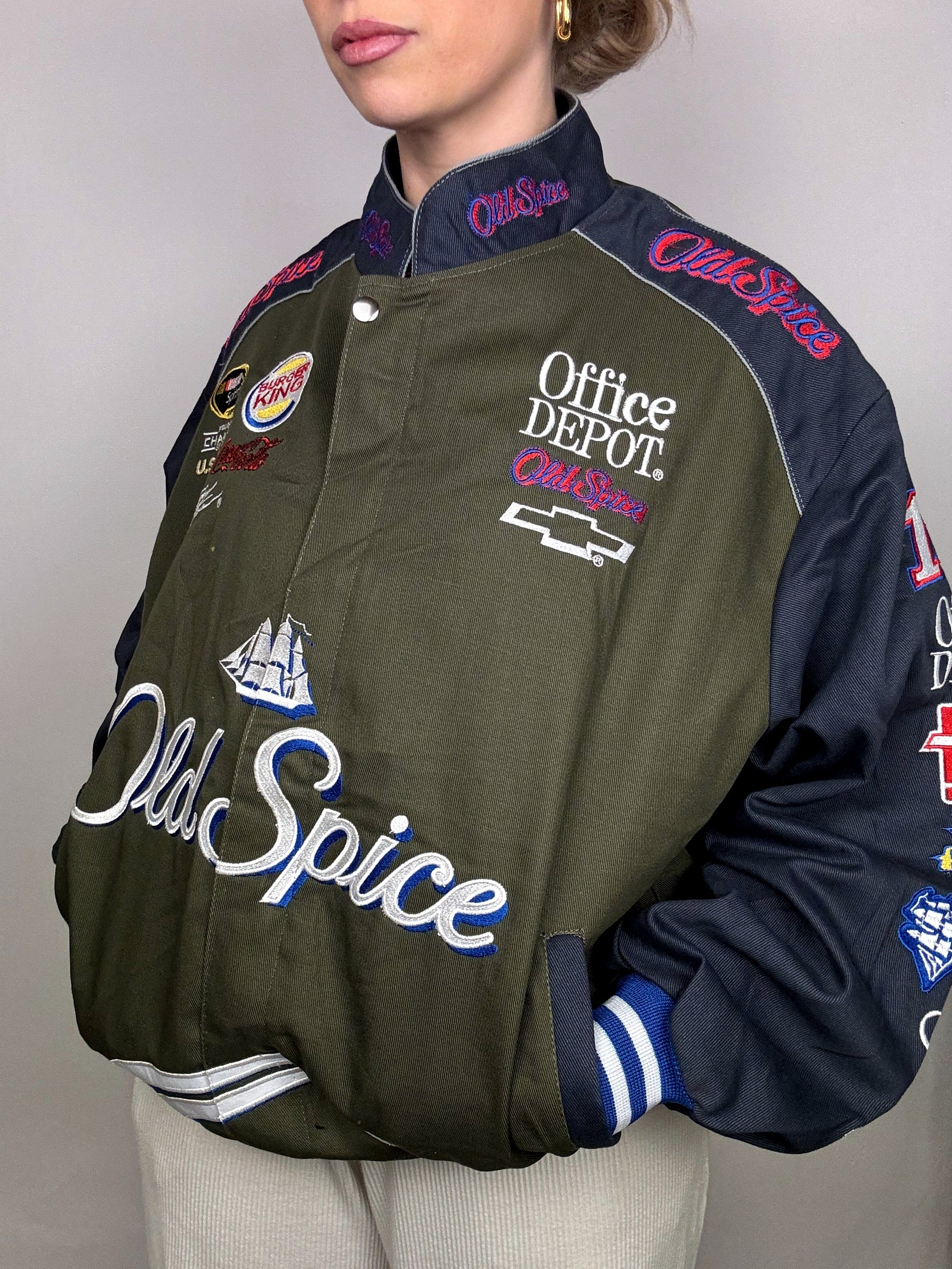 CHASE AUTHENTICS x NASCAR Old Spice Khaki and Navy Collector's Jacket L