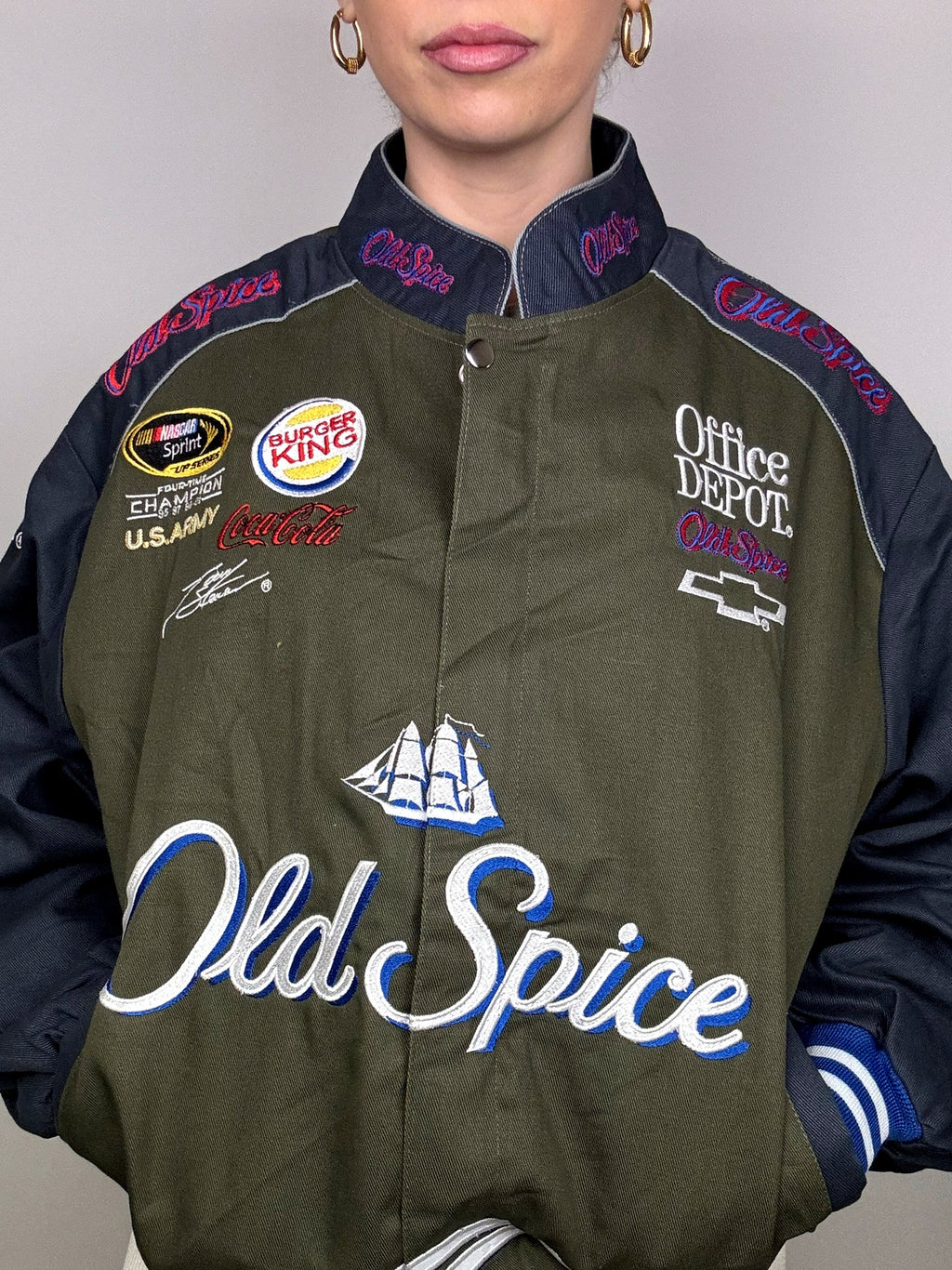 Veste de collection kaki et marine CHASE AUTHENTICS x NASCAR Old spice L