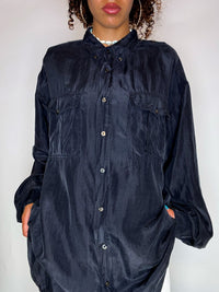 Vintage gray silk shirt XL
