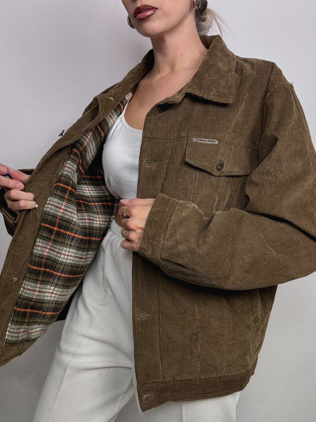 Vintage khaki corduroy jacket with lining