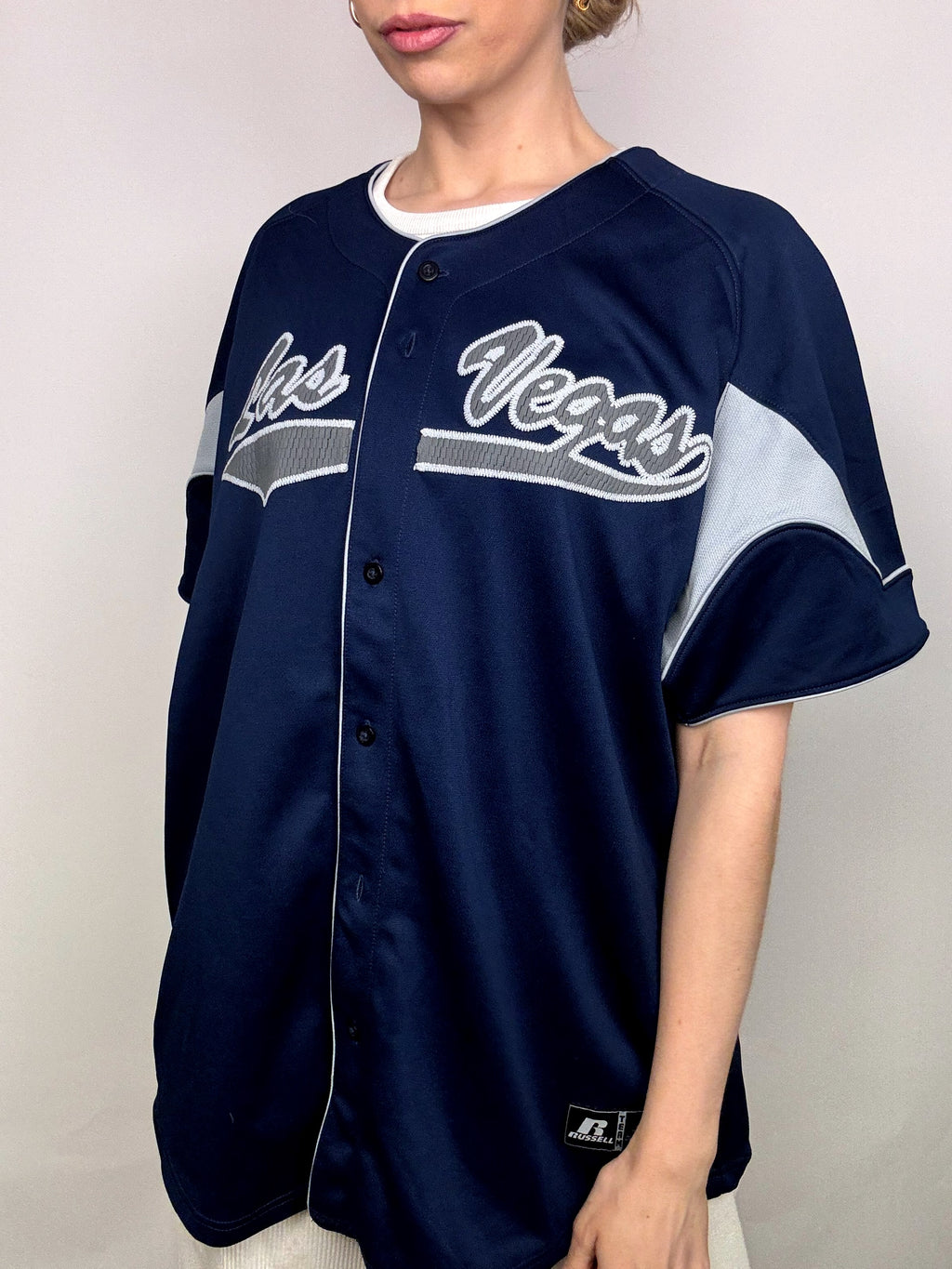 Vintage Marineblaues Baseballtrikot L