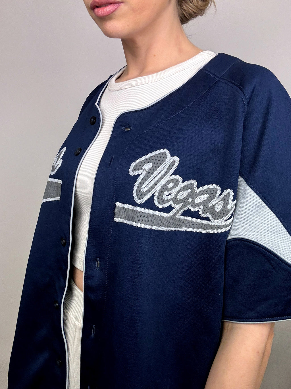 Vintage Marineblaues Baseballtrikot L