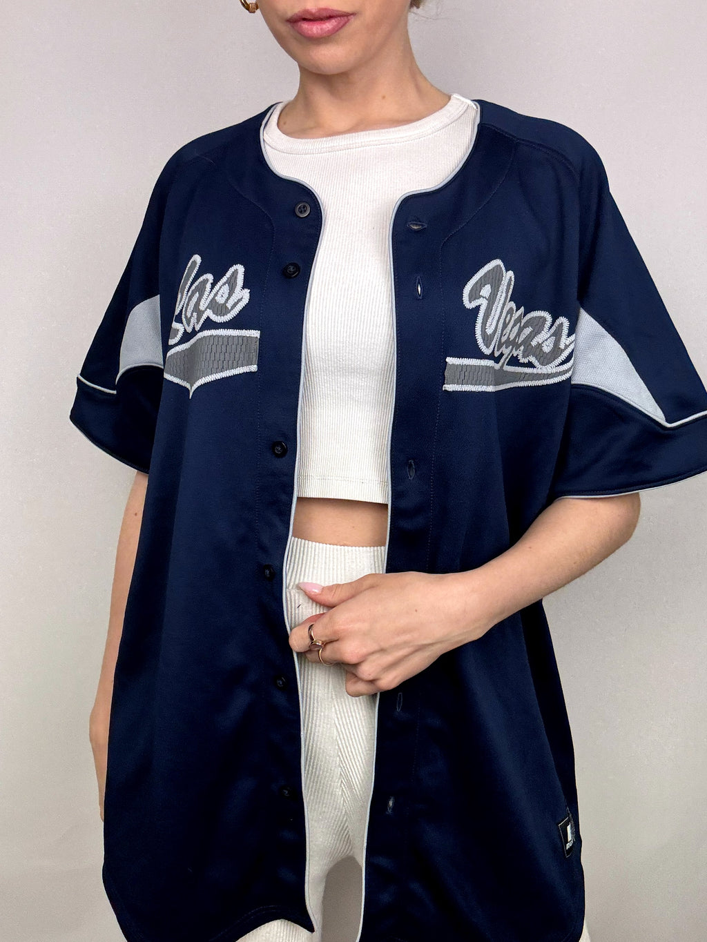 Vintage Marineblaues Baseballtrikot L