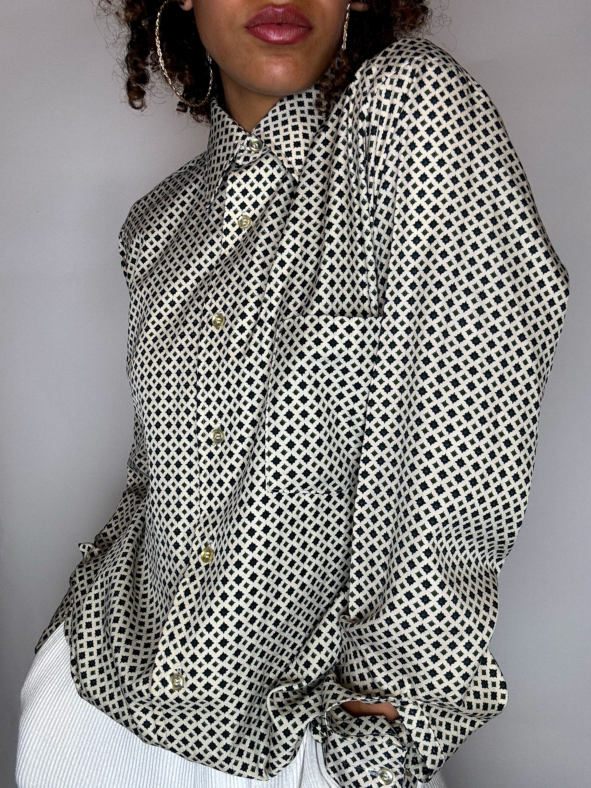 Chemise imprimée en soie S vintage