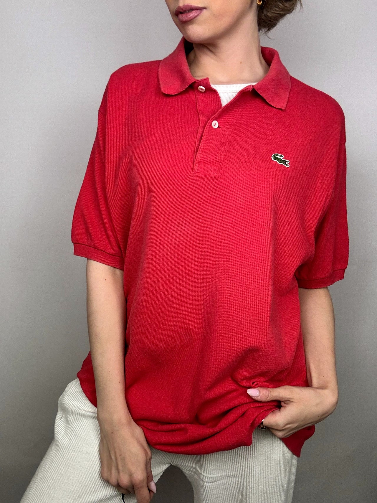 LACOSTE XXL Vintage Red Short Sleeve Polo Shirt