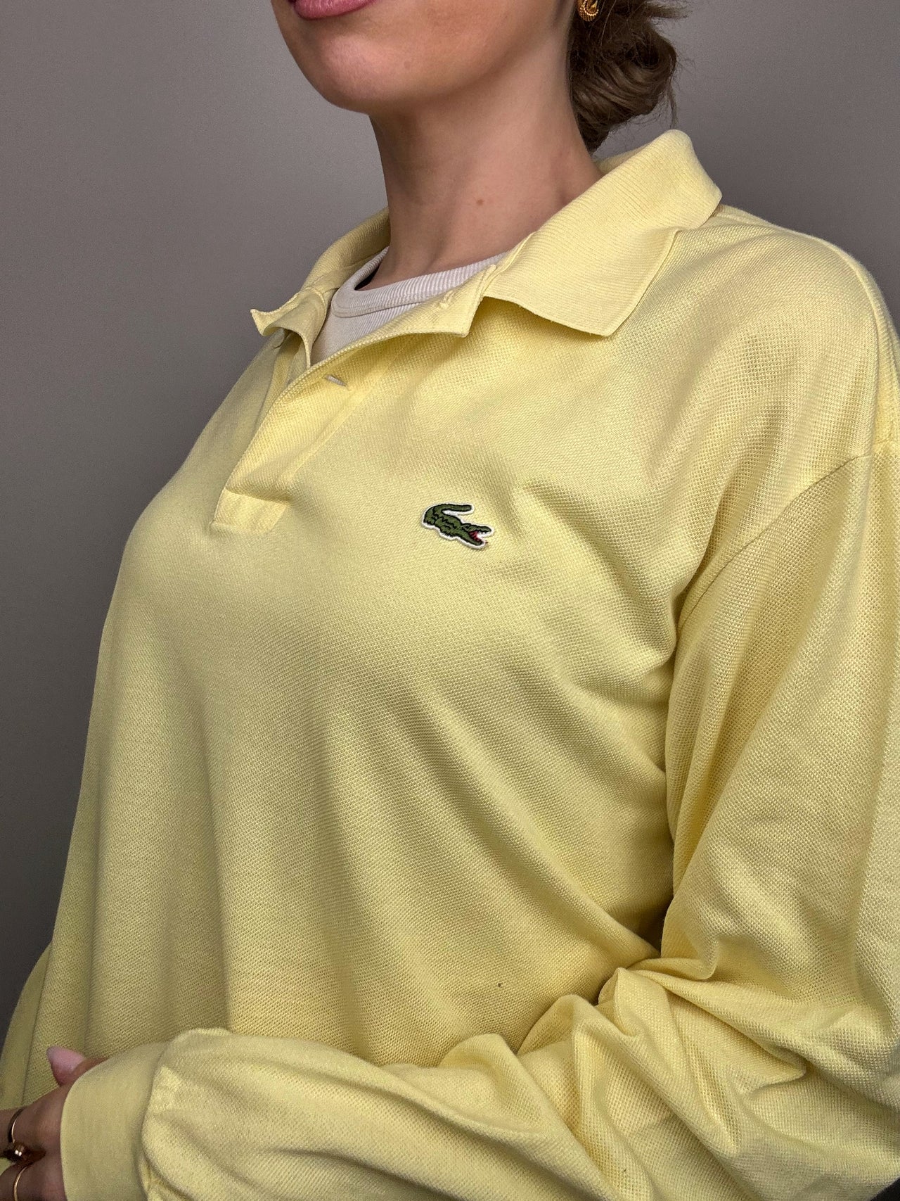 LACOSTE XL Vintage Yellow Long Sleeve Polo Shirt