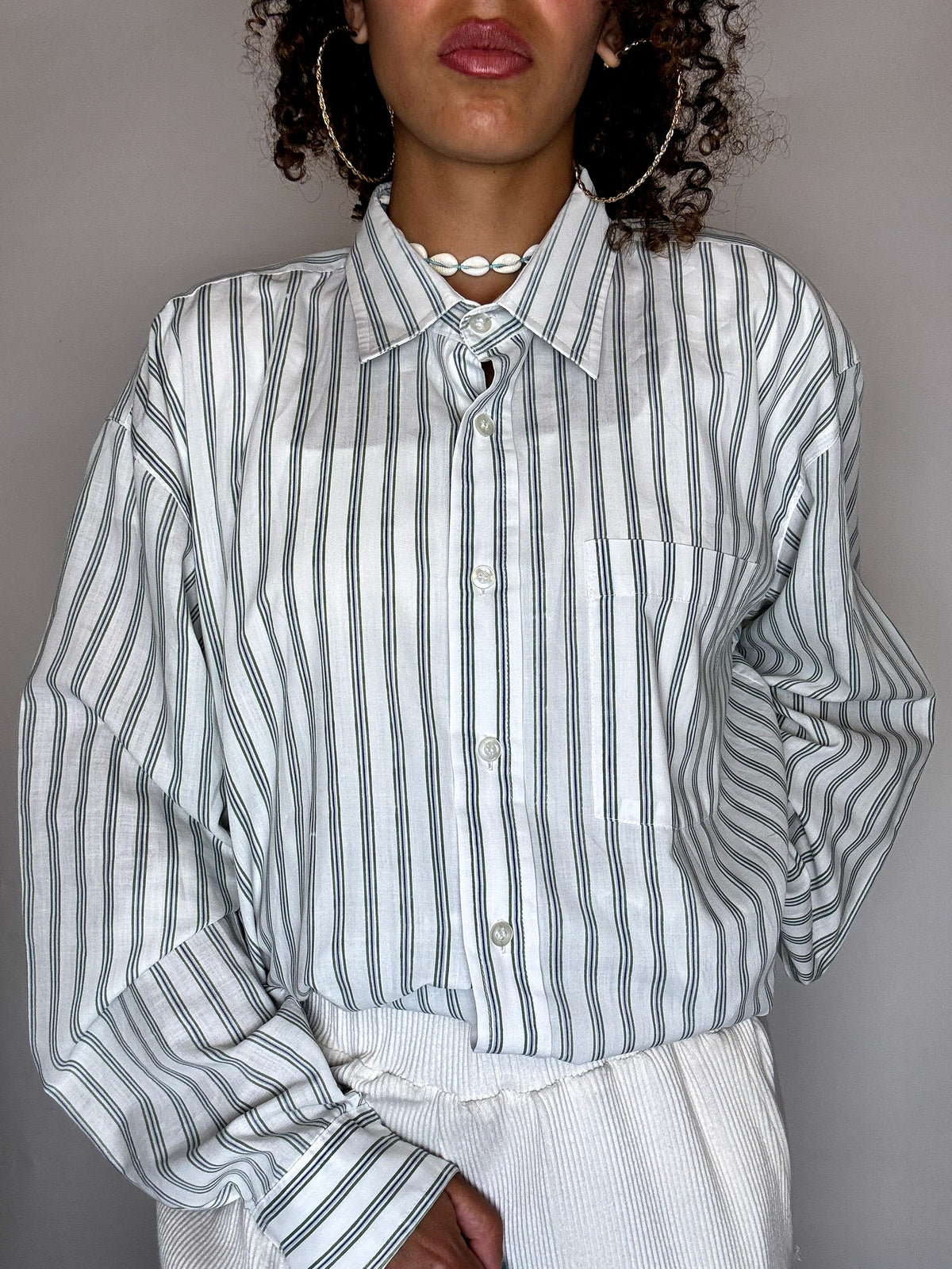 Vintage XL blue striped shirt