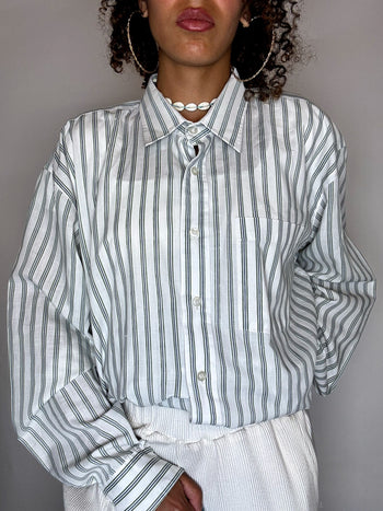 Chemise à rayures bleues XL vintage