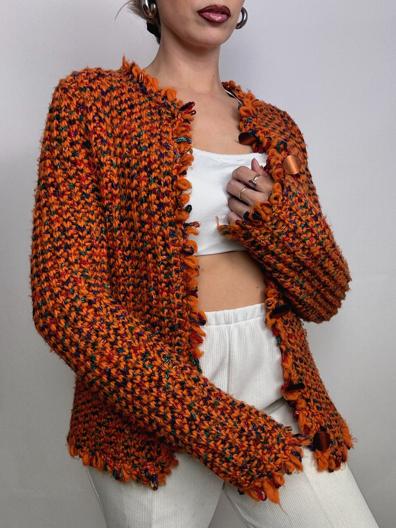 Veste tissée orange vintage