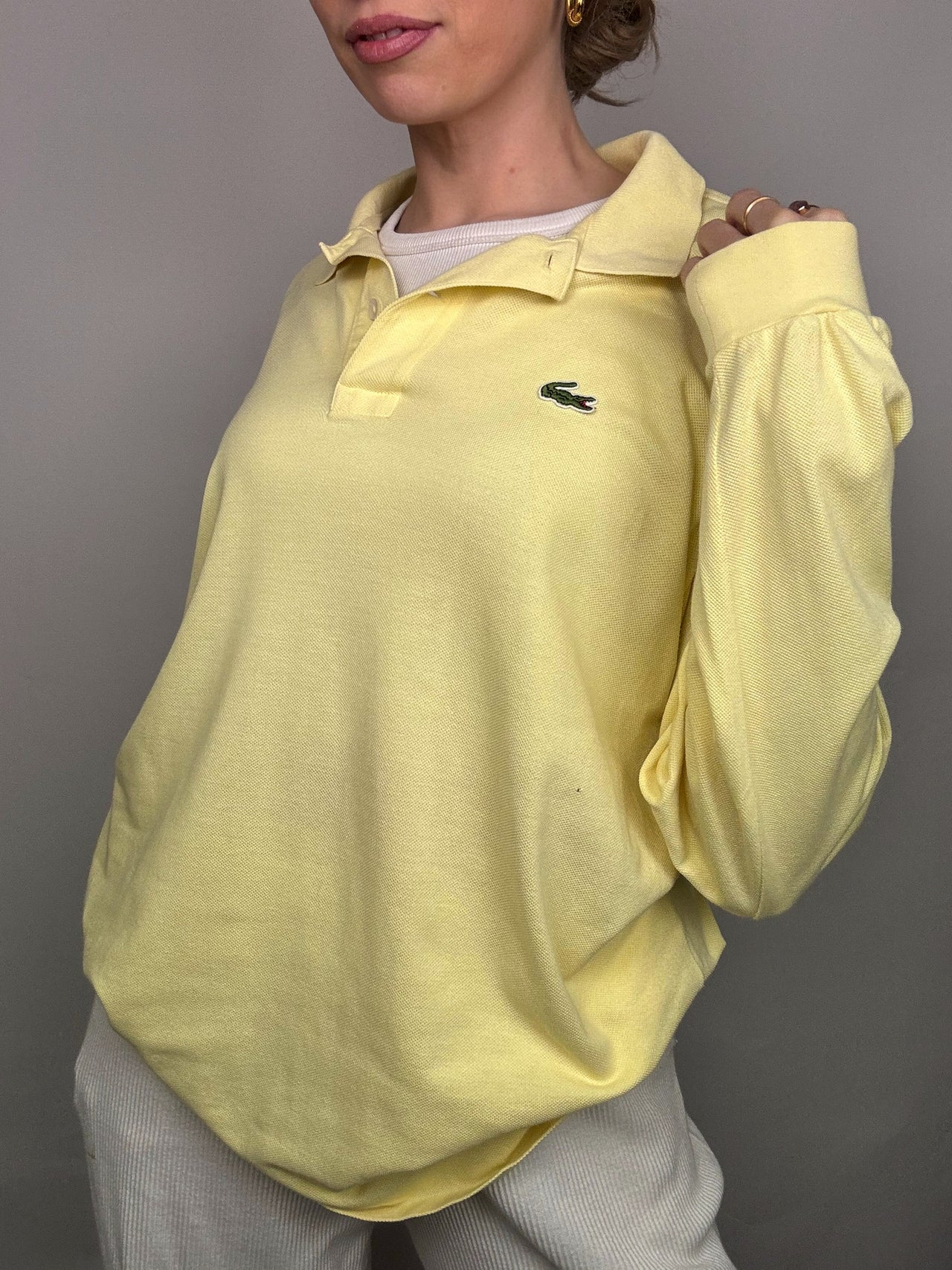 LACOSTE XL Vintage Yellow Long Sleeve Polo Shirt