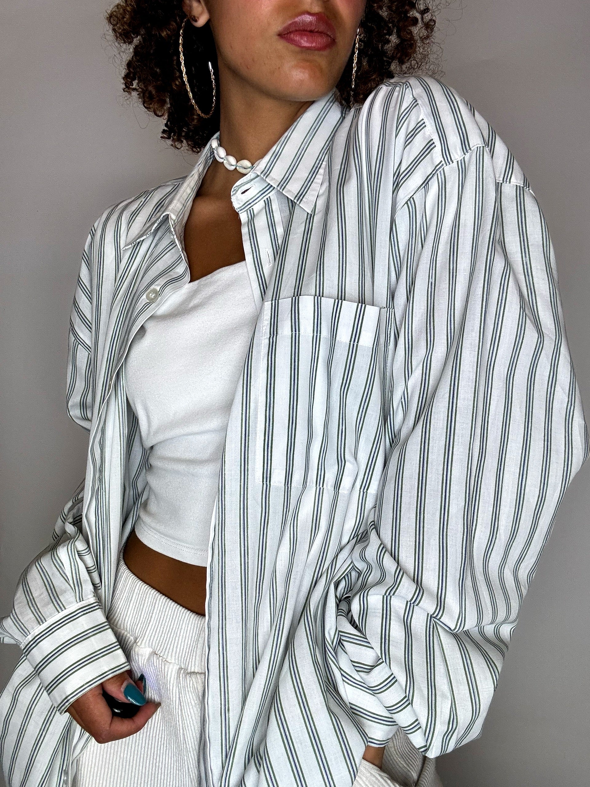 Chemise à rayures bleues XL vintage