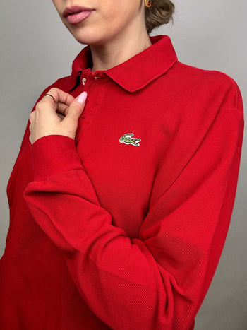 Polo manches longues rouge LACOSTE M Vintage