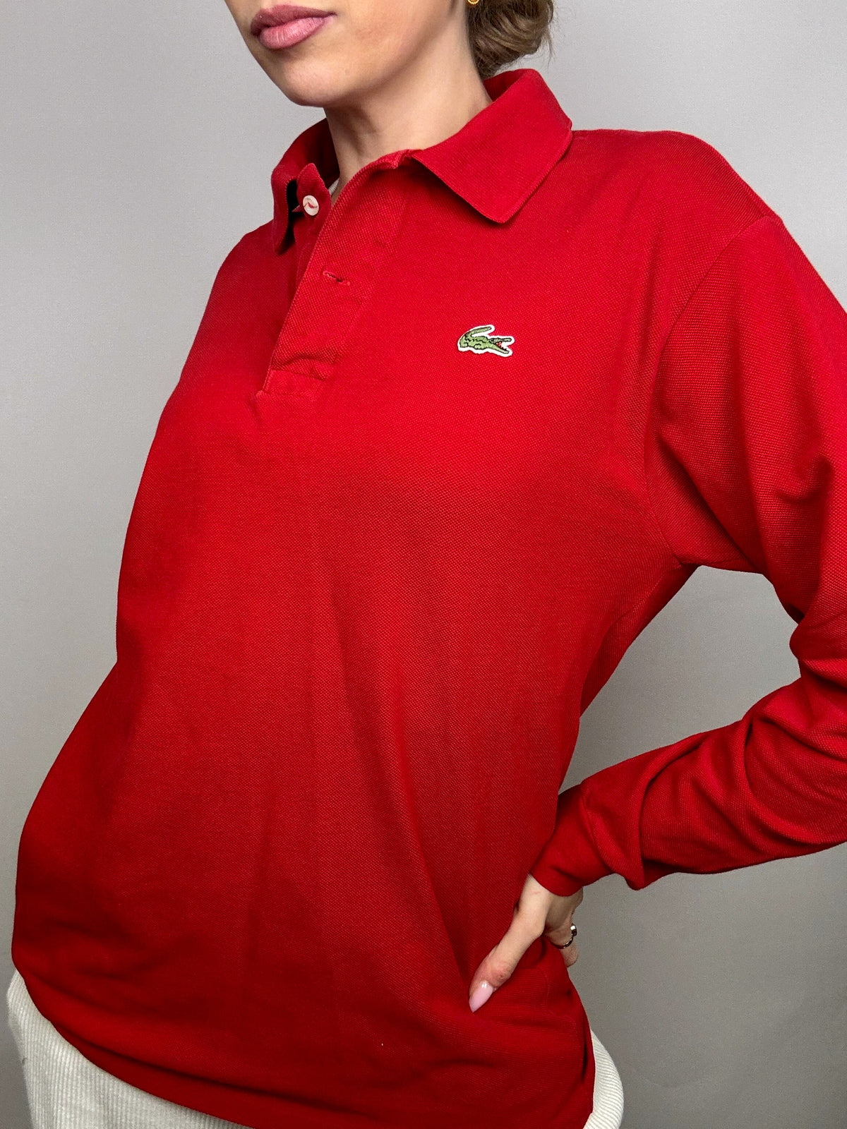 LACOSTE M Vintage red long-sleeved polo shirt