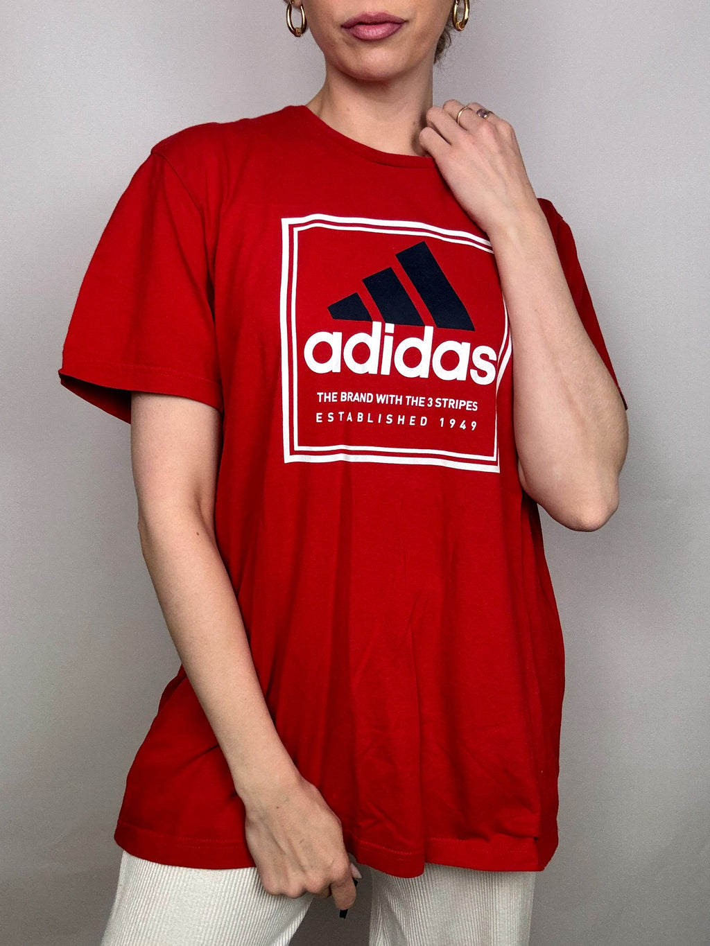 ADIDAS L Vintage rotes T-Shirt