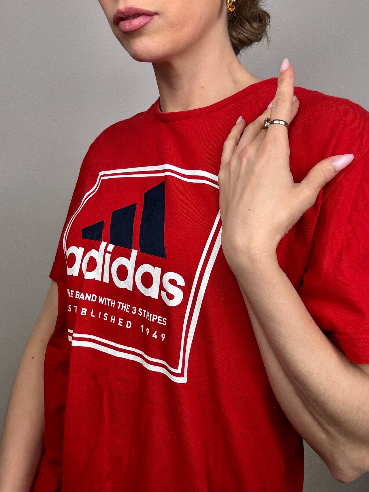 ADIDAS L Vintage rotes T-Shirt