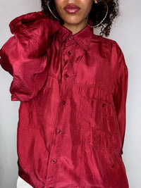 Chemise en soie rouge M vintage