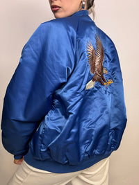 Vintage blue American bomber jacket L