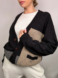 Vintage XL grafische Strickjacke