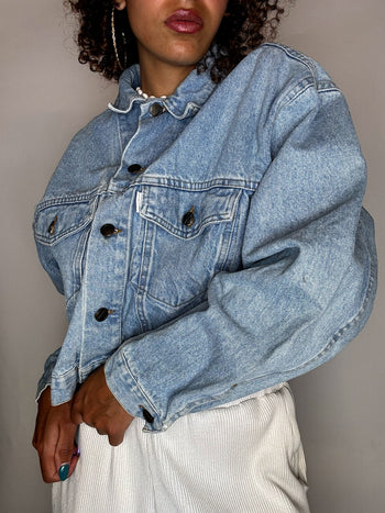 Veste en denim cropped M vintage