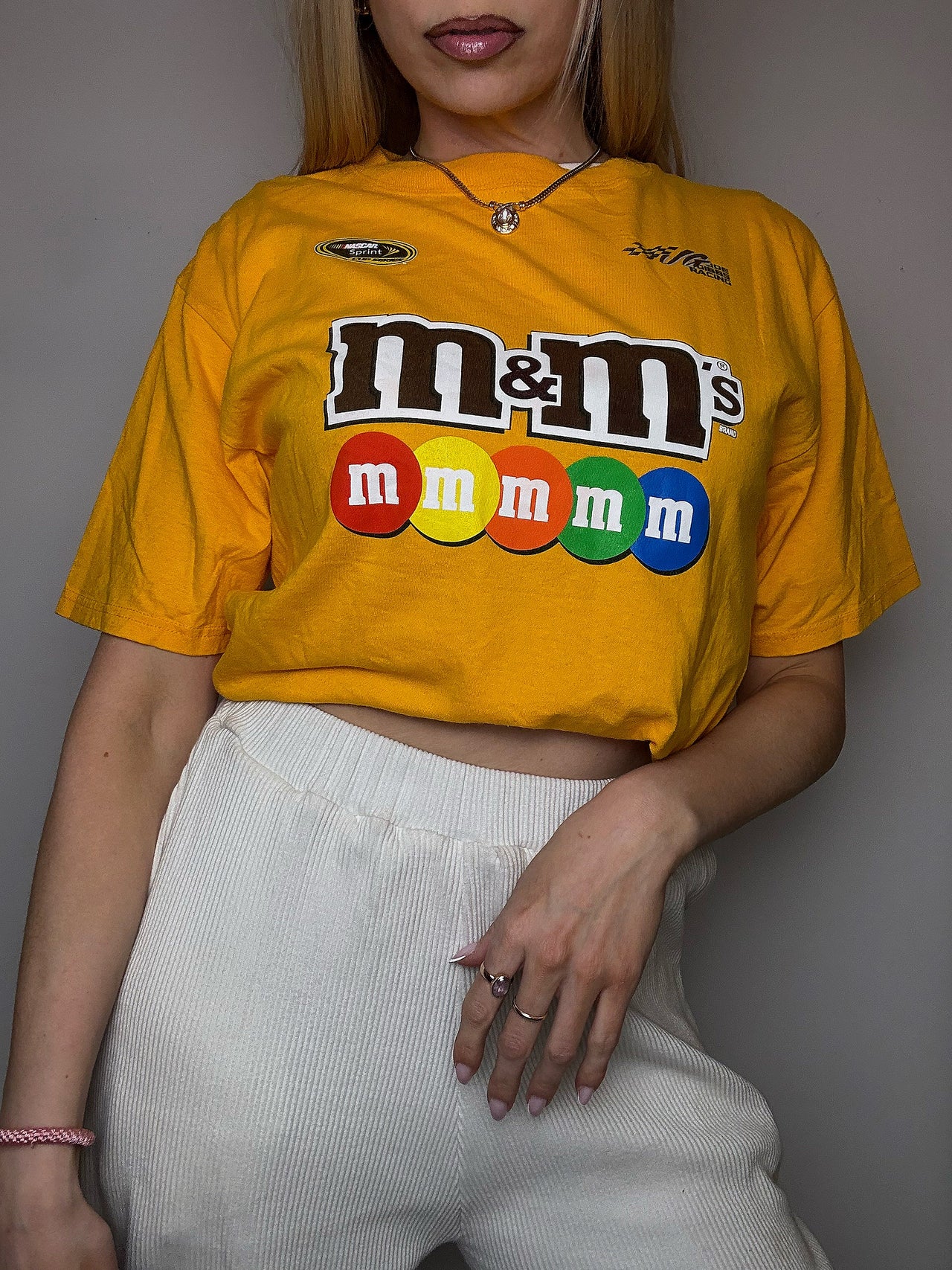 Tee shirt racing jaune NASCAR M/L vintage