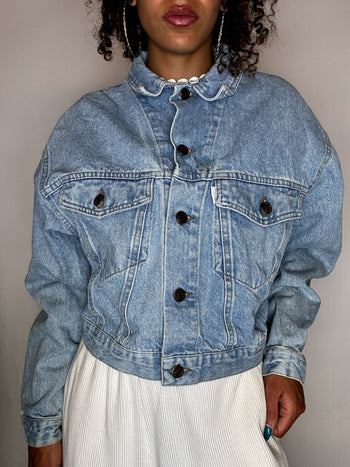 Veste en denim cropped M vintage