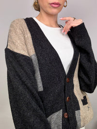 Vintage XL grafische Strickjacke